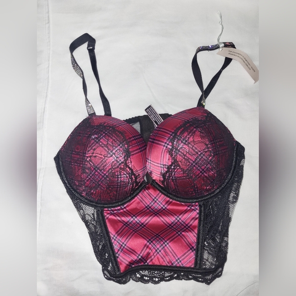 Victoria's Secret Other - Victoria's Secret Black and Pink Plaid Lace Bra